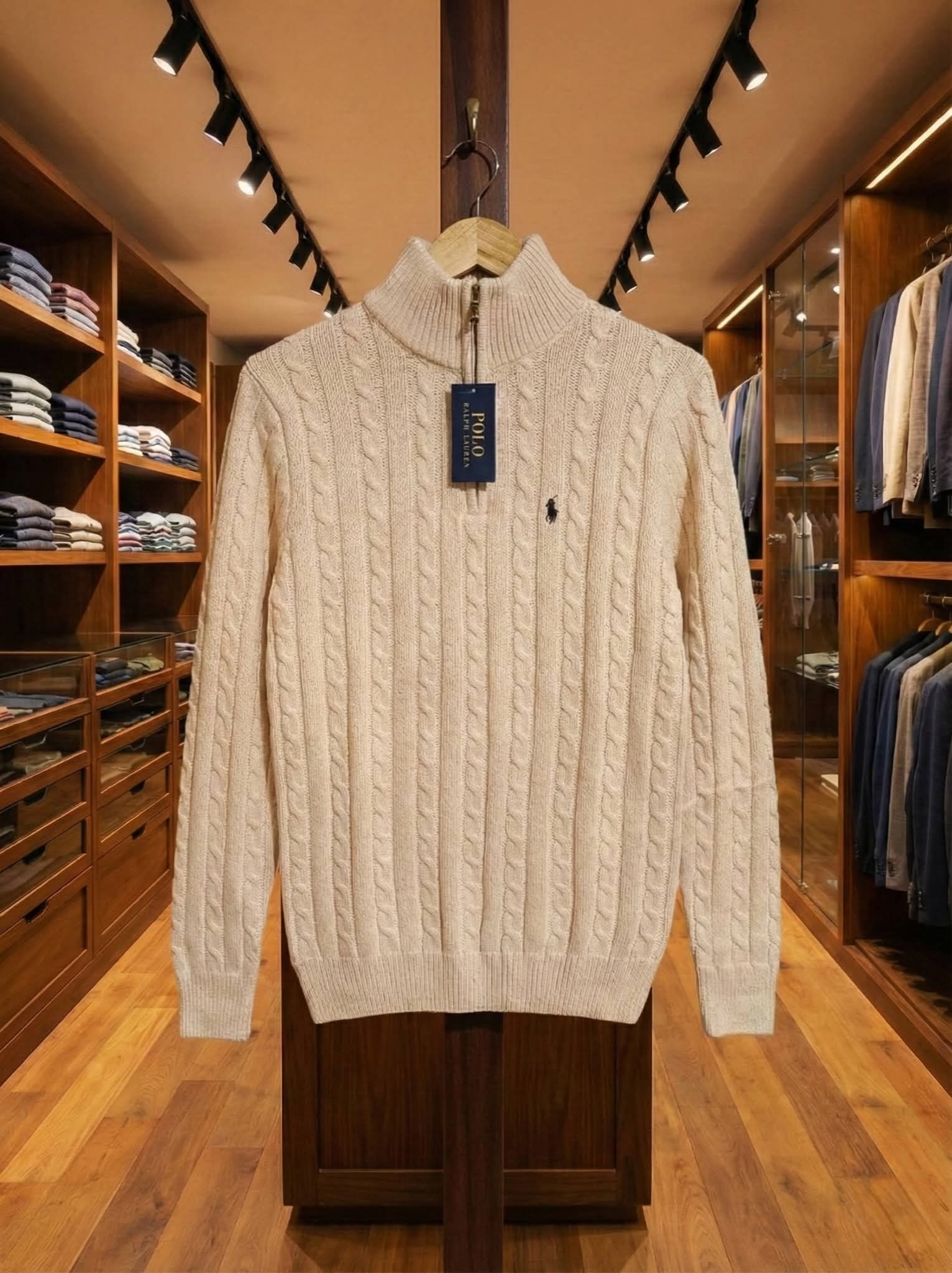 Men's Premium Cable-Knit Half-Zip Sweater