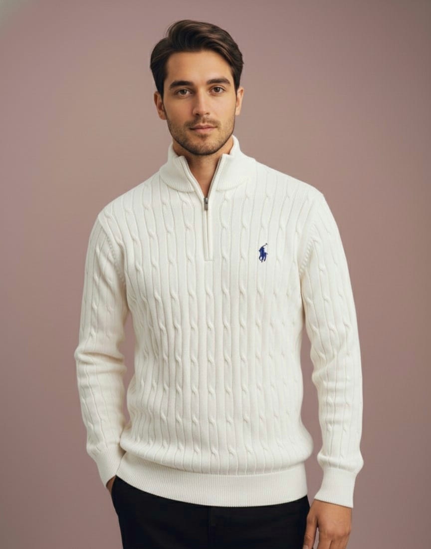 Polo Ralph Lauren Cable-Knit Cotton Quarter-Zip Sweater